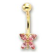 
14k Yellow Butterfly Pink Toumaline Belly
