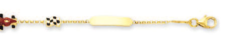 
14k Yellow Racer Childrens ID Enamel Bracelet - 5.5 Inch

