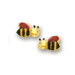 
14k Yellow Gold Bee Childrens Stud Enamel Earrings

