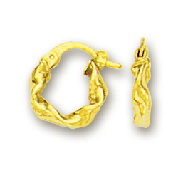 
14k Yellow Wavy Hoop Childrens Earrings
