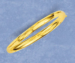 
14k 5.5mm Yellow Gold All Shiny Bangle Bracelet With Clasp
