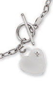 
14k White Heart Charm Toggle Diamond Nec
