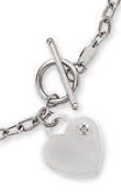 
14k White Bold Heart Charm and Toggle Nec
