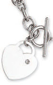 
14k White Bold Heart Charm Toggle Diamond
