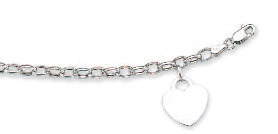 
14k White Heart Shaped Charm Bracelet - 7.5 Inch
