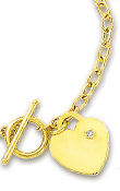 
14k Yellow Heart Charm Toggle Diamond Bra
