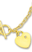 
14k Yellow Heart Charm Toggle Diamond Nec

