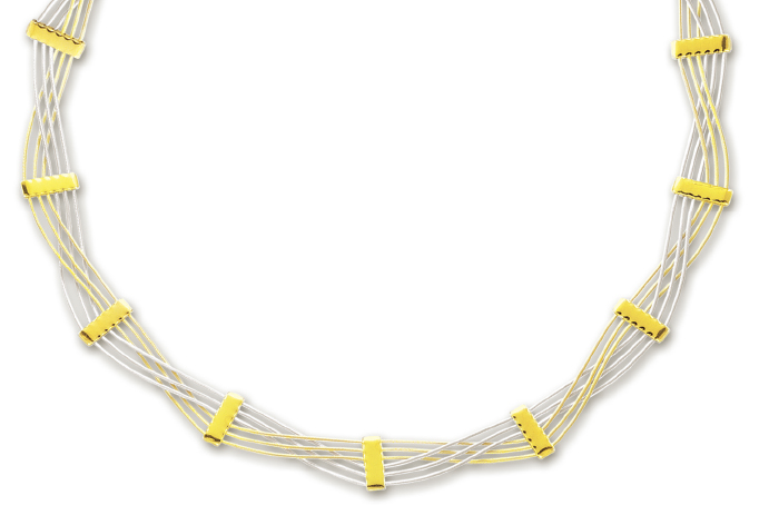 
14k Two-Tone Stylish CrissCross Necklace - 17 Inch
