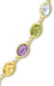 
14k Yellow Oval Station Gemstone Necklace
