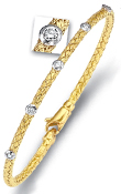 
14k Yellow Weaved Bangle Diamond Bracelet
