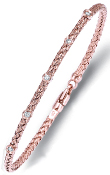 
14k Rose Weaved Bangle Diamond Bracelet -
