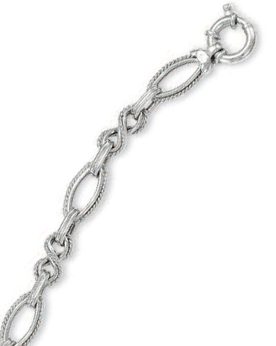 
14k White Fancy Twirl Link Necklace - 7.5 Inch

