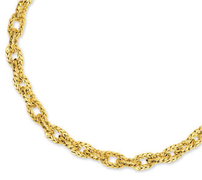 
14k Yellow Fancy Link Necklace - 17 Inch
