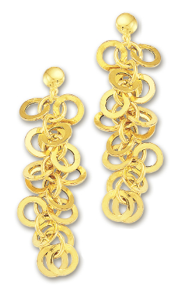 
14k Yellow Drop Circular Links Earrings
