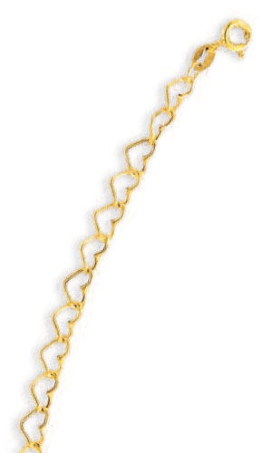 
14k Yellow Open Heart Shaped Link Bracelet - 7.25 Inch
