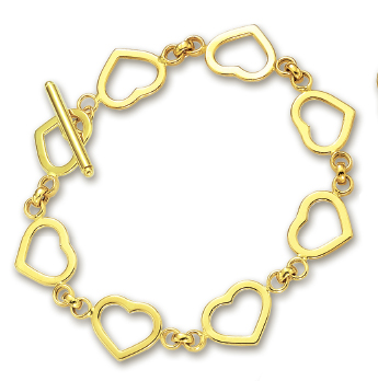 
14k Yellow Heart Shaped Station Bracelet - 7.5 Inch

