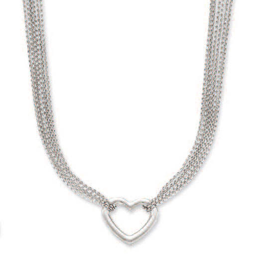 
14k White Heart Shaped Necklace - 17 Inch
