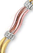 
14k Tricolor Diamond-Cut Fancy Bracelet -
