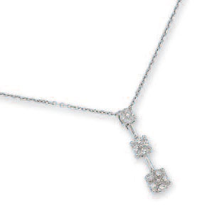
14k White D-Cut Present Past and Future Necklace - 17 Inch

