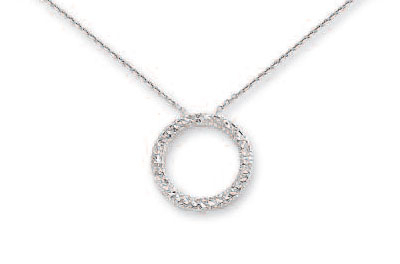 
14k White Sparkle-Cut Open Circle Necklace - 17 Inch
