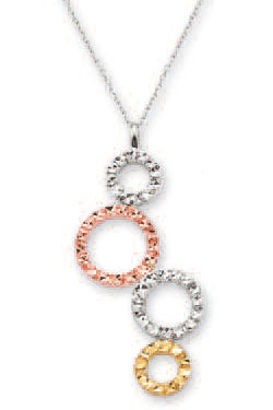 
14k Tricolor Sparkle-Cut Bubbles Necklace - 17 Inch
