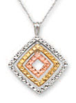 
14k Tricolor Diamond-Cut Square Necklace 
