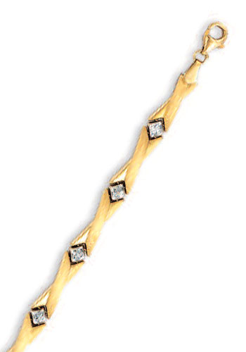 
14k Two-Tone Sparkle-Cut Pave Bracelet - 7.25 Inch
