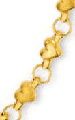 
14k Yellow Heart Station Anklet - 10 Inch
