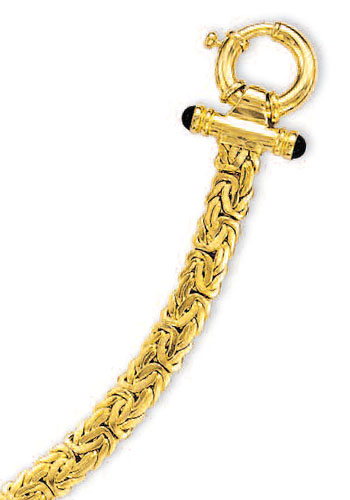 
14k Yellow Black Onyx Toggle Byzantine Bracelet - 7.25 Inch
