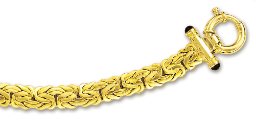 
14k Yellow Black Onyx Toggle Byzantine Bracelet - 7.25 Inch
