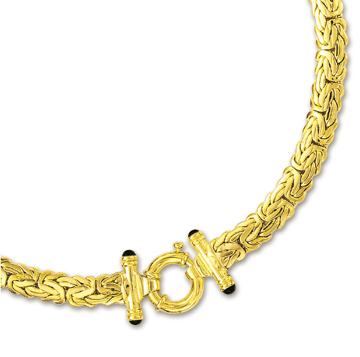 
14k Yellow Black Onyx Toggle Byzantine Necklace - 17 Inch
