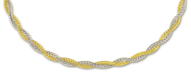 
14k Two-Tone Fancy Braided Mesh Necklace - 17 Inch
