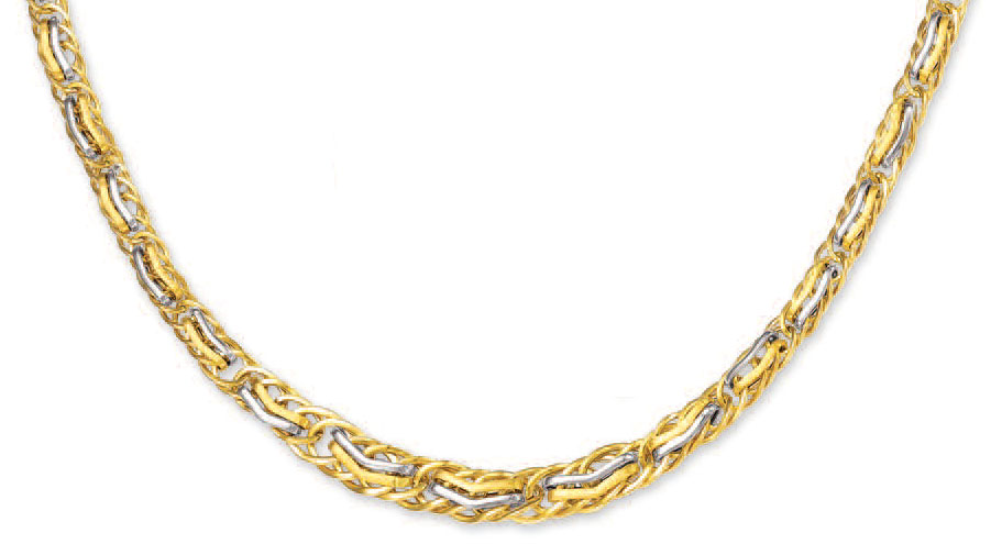 
14k Two-Tone Fancy Link Necklace - 17 Inch
