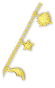 
14k Yellow Sun Moon and Star Charm Bracel
