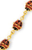 
14k Yellow Ladybug Enamel Bracelet - 7 In
