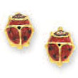 
14k Yellow Ladybug Stud Enamel Earrings
