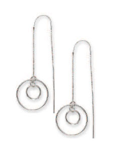 
14k White Double Circle Threader Earrings
