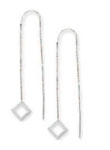 
14k White Simple Square Threader Earrings

