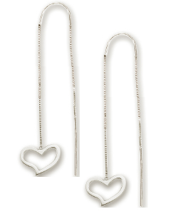 
14k White Open Heart Shaped Threader Earrings
