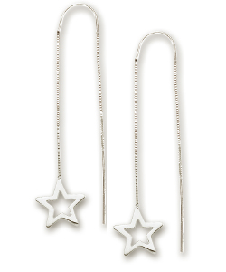 
14k White Star Threader Earrings
