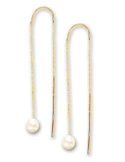
14k Yellow Single Freash Water Threader Pearl Earrings

