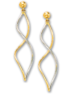 
14k Two-Tone Elegant Swirl Drop Earrings
