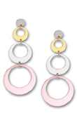 
14k Tricolor Triple Circles Drop Earrings
