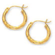 
14k Yellow 3 mm Diamond-Cut Hoop Earrings
