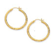 
14k Yellow 3 mm Diamond-Cut Hoop Earrings
