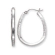 
14k White Tubular Diamond-Cut Hoop Earrin
