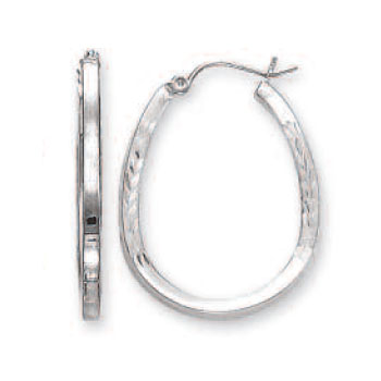 
14k White Tubular Sparkle-Cut Hoop Earrings
