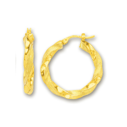 
14k Yellow Fancy Twisted Hoop Earrings
