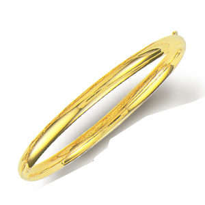 
14k Yellow Gold 5.0mm Plain Shiny Round Dome Classic Bangle Bracelet With Clasp
