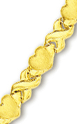 
10k Yellow X and Hearts Bracelet - 7 Inch
